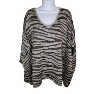 Absolutely Creative Worldwide Zebra Animal Print Sweater Poncho 1x